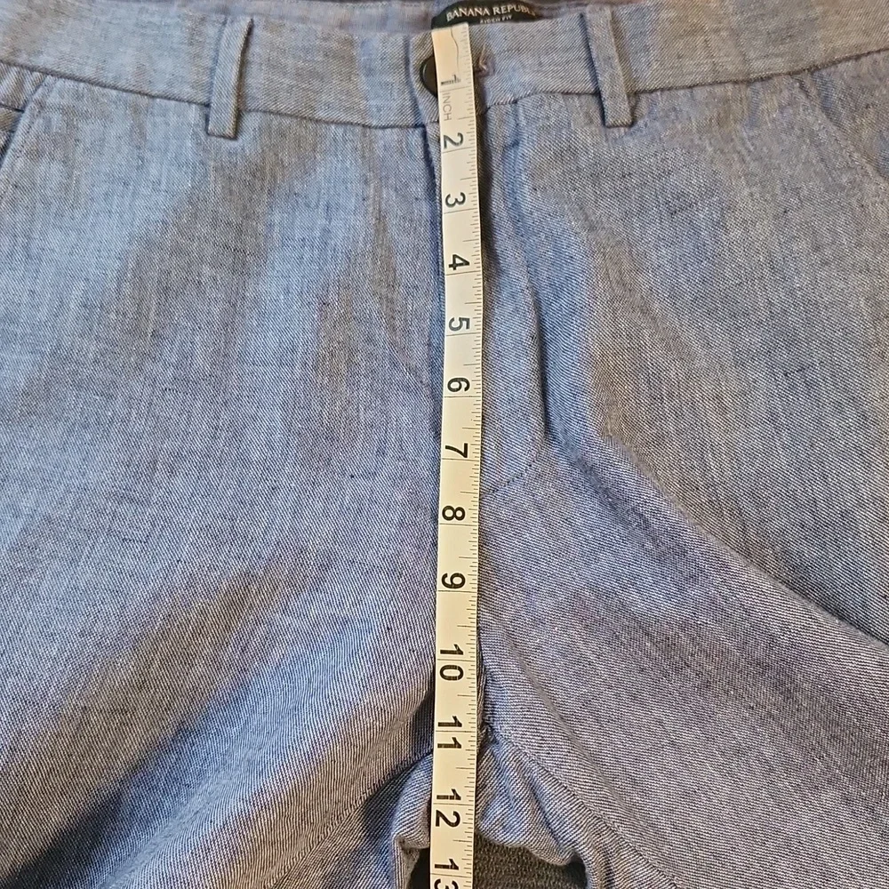 Banana Republic Aiden Fit Blue Linen Blend Trousers Sz 33/34